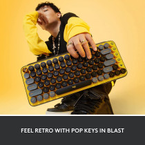 Logitech Pop Keys Mechanical Wireless Keyboard With Customizable Emoji Keys, Durable Compact Design, Bluetooth Or Usb Connectivity, Multi-Device, Os Compatible - Blast, Blast Yellow, 920-010735
