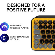 Logitech Pop Keys Mechanical Wireless Keyboard With Customizable Emoji Keys, Durable Compact Design, Bluetooth Or Usb Connectivity, Multi-Device, Os Compatible - Blast, Blast Yellow, 920-010735