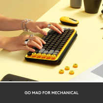 Logitech Pop Keys Mechanical Wireless Keyboard With Customizable Emoji Keys, Durable Compact Design, Bluetooth Or Usb Connectivity, Multi-Device, Os Compatible - Blast, Blast Yellow, 920-010735