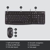 Logitech MK120 Wired Keyboard and Mouse for Windows, Optical Wired Mouse, USB Plug and Play, Full Size, PC/Laptop, English/Arabic Layout Black, 920-002546