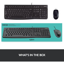 Logitech MK120 Wired Keyboard and Mouse for Windows, Optical Wired Mouse, USB Plug and Play, Full Size, PC/Laptop, English/Arabic Layout Black, 920-002546