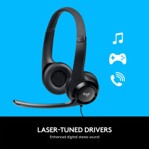 Logitech H390 Usb Computer Headset With Enhanced Digital Audio And Inline Controls - Black, Regular