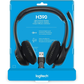 Logitech H390 Usb Computer Headset With Enhanced Digital Audio And Inline Controls - Black, Regular