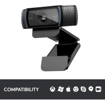 Logitech C920 Widescreen HD Pro Webcam Black, 960-000764, Logitech HD Pro Webcam C920 Video Calling and Recording 1080p Camera