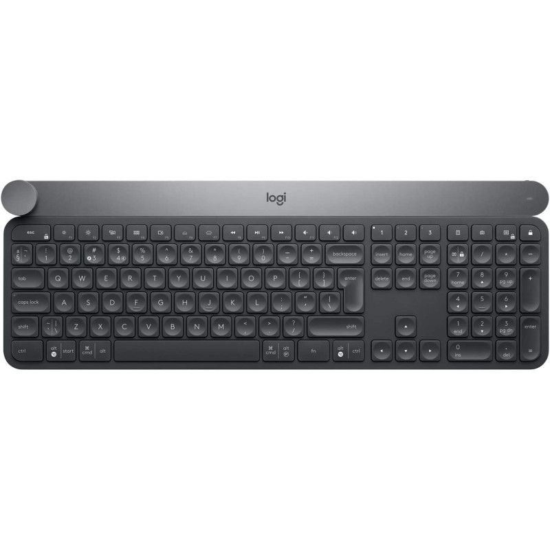 Logitech Craft Illuminated Wireless Keyboard, 2.4Ghz And Bluetooth, Programmable Input Dial, Multi-Device, Automatic Backlit Keys, Rechargeable, Pc/Mac/Laptop Qwerty US-International Layout