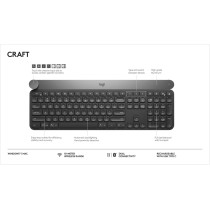 Logitech Craft Illuminated Wireless Keyboard, 2.4Ghz And Bluetooth, Programmable Input Dial, Multi-Device, Automatic Backlit Keys, Rechargeable, Pc/Mac/Laptop Qwerty US-International Layout