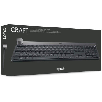 Logitech Craft Illuminated Wireless Keyboard, 2.4Ghz And Bluetooth, Programmable Input Dial, Multi-Device, Automatic Backlit Keys, Rechargeable, Pc/Mac/Laptop Qwerty US-International Layout