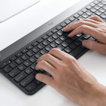 Logitech Craft Illuminated Wireless Keyboard, 2.4Ghz And Bluetooth, Programmable Input Dial, Multi-Device, Automatic Backlit Keys, Rechargeable, Pc/Mac/Laptop Qwerty US-International Layout