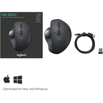 Logitech MX ERGO Advanced Wireless Trackball for Windows PC and Mac, 910-005179