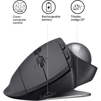 Logitech MX ERGO Advanced Wireless Trackball for Windows PC and Mac, 910-005179