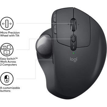 Logitech MX ERGO Advanced Wireless Trackball for Windows PC and Mac, 910-005179