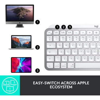 Logitech MX Keys Mini for Mac Minimalist Wireless Keyboard, Compact, Bluetooth, Backlit Keys, USB-C, Tactile Typing, Compatible with MacBook Pro,Macbook Air,iMac,iPad