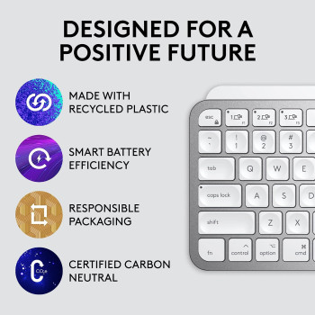 Logitech MX Keys Mini for Mac Minimalist Wireless Keyboard, Compact, Bluetooth, Backlit Keys, USB-C, Tactile Typing, Compatible with MacBook Pro,Macbook Air,iMac,iPad