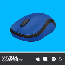 Logitech M220 Wireless Mouse, Silent Buttons, 2.4 GHz with USB Mini Receiver, 1000 DPI Optical Tracking, 18-Month Battery Life, Ambidextrous PC / Mac / Laptop - Blue