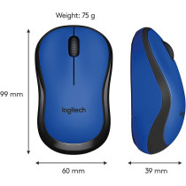 Logitech M220 Wireless Mouse, Silent Buttons, 2.4 GHz with USB Mini Receiver, 1000 DPI Optical Tracking, 18-Month Battery Life, Ambidextrous PC / Mac / Laptop - Blue