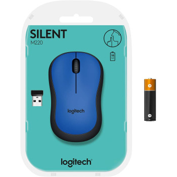 Logitech M220 Wireless Mouse, Silent Buttons, 2.4 GHz with USB Mini Receiver, 1000 DPI Optical Tracking, 18-Month Battery Life, Ambidextrous PC / Mac / Laptop - Blue