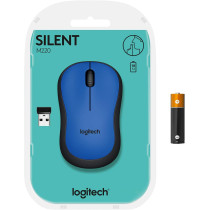 Logitech M220 Wireless Mouse, Silent Buttons, 2.4 GHz with USB Mini Receiver, 1000 DPI Optical Tracking, 18-Month Battery Life, Ambidextrous PC / Mac / Laptop - Blue