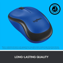 Logitech M220 Wireless Mouse, Silent Buttons, 2.4 GHz with USB Mini Receiver, 1000 DPI Optical Tracking, 18-Month Battery Life, Ambidextrous PC / Mac / Laptop - Blue