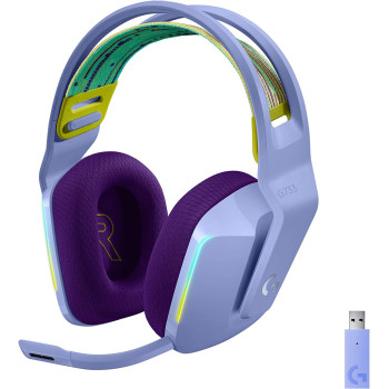 Logitech G733 Lila Light Speed Wireless RGB Stereo Over-the-Head Binaural Circumaural Gaming Headset (65.6ft, 5kg Ohm, 20 Hz - 20kHz)