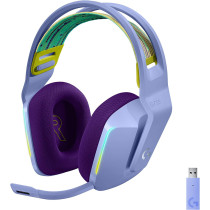 Logitech G733 Lila Light Speed Wireless RGB Stereo Over-the-Head Binaural Circumaural Gaming Headset (65.6ft, 5kg Ohm, 20 Hz - 20kHz)