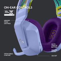 Logitech G733 Lila Light Speed Wireless RGB Stereo Over-the-Head Binaural Circumaural Gaming Headset (65.6ft, 5kg Ohm, 20 Hz - 20kHz)