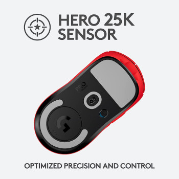 Logitech G PRO SUPERLIGHT Wireless Gaming Mouse, Ultra Lightweight 63 g, HERO 25K Sensor, 25,600 DPI, 5 Programmable Buttons, Long Battery Life, On-Board Memory, for esports, PC / Mac - Red