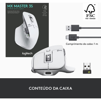 Logitech MX Master 3S - Wireless Performance Mouse with Ultra-Fast Scrolling, Ergo, 8K DPI, Track on Glass, Quiet Clicks, USB-C, Bluetooth, Windows, Linux, Chrome-Pale Grey
