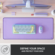 Logitech Desk Mat Studio Series, Multifunctional Large Desk Pad, Extended Mouse Mat, Office Desk Protector with Anti slip Base, Spill resistant Durable Design, Lavender, 956-000054, Medium
