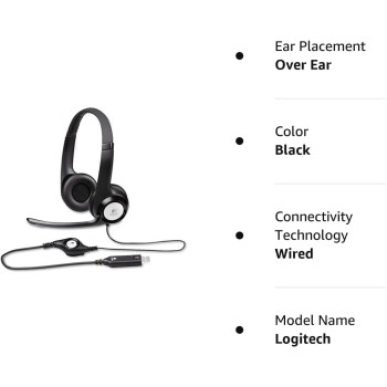 Logitech New logitech h390 USB Headset with noisecanceling Microphone Bulk Packaging 5.8 Ounce Black 23.1