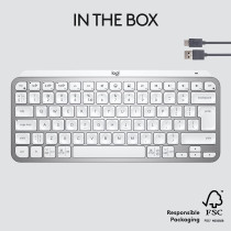 Logitech MX Keys Mini Minimalist Wireless Illuminated Keyboard, Compact, Bluetooth, Backlit, USB-C, Compatible with Apple macOS, iOS, Windows, Linux, Android, Metal Build, US Intl Layout - Pale Grey