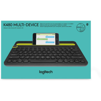 Logitech K480 Wireless Multi-Device Keyboard for Windows, Apple iOS, Android or Chrome, Wireless Bluetooth, Compact Space-Saving Design, PC/Mac/Laptop/Smartphone/Tablet - Black