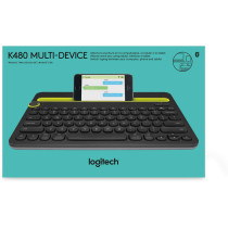 Logitech K480 Wireless Multi-Device Keyboard for Windows, Apple iOS, Android or Chrome, Wireless Bluetooth, Compact Space-Saving Design, PC/Mac/Laptop/Smartphone/Tablet - Black