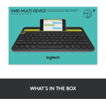 Logitech K480 Wireless Multi-Device Keyboard for Windows, Apple iOS, Android or Chrome, Wireless Bluetooth, Compact Space-Saving Design, PC/Mac/Laptop/Smartphone/Tablet - Black