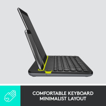 Logitech K480 Wireless Multi-Device Keyboard for Windows, Apple iOS, Android or Chrome, Wireless Bluetooth, Compact Space-Saving Design, PC/Mac/Laptop/Smartphone/Tablet - Black
