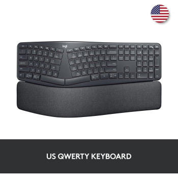 Logitech ERGO K860 Wireless Ergonomic Keyboard - Split Keyboard, Wrist Rest, Natural Typing, Stain-Resistant Fabric, Bluetooth and USB Connectivity, Compatible with Windows/Mac