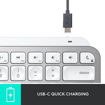 Logitech MX Keys Mini for Mac Minimalist Wireless Illuminated Keyboard for Apple macOS, iPad OS, Metal Build - Pale Grey