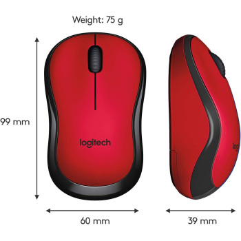 Logitech M220 Wireless Mouse, Silent Buttons, 2.4 GHz with USB Mini Receiver, 1000 DPI Optical Tracking, 18-Month Battery Life, Ambidextrous PC / Mac / Laptop - Red