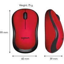 Logitech M220 Wireless Mouse, Silent Buttons, 2.4 GHz with USB Mini Receiver, 1000 DPI Optical Tracking, 18-Month Battery Life, Ambidextrous PC / Mac / Laptop - Red