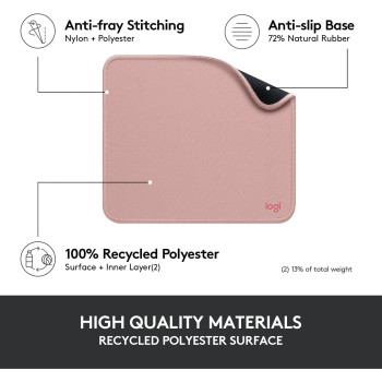 Logitech MoUSe Pad Studio Series, Computer MoUSe Mat With Anti Slip Rubber Base, Easy Gliding, Spill Resistant Surface, Durable Materials, Portable, In A Fresh Modern Design Dark Rose