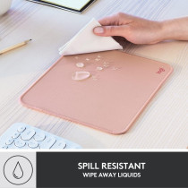 Logitech MoUSe Pad Studio Series, Computer MoUSe Mat With Anti Slip Rubber Base, Easy Gliding, Spill Resistant Surface, Durable Materials, Portable, In A Fresh Modern Design Dark Rose