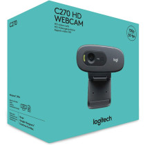 Logitech C270 Hd Webcam, Hd 720P/30Fps, Widescreen Hd Video Calling, Hd Light Correction, Noise Reducing Mic, For Skype, Facetime, Hangouts, Webex, Pc/Mac/Laptop/Macbook/Tablet Grey, Black