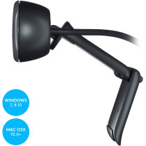 Logitech C270 Hd Webcam, Hd 720P/30Fps, Widescreen Hd Video Calling, Hd Light Correction, Noise Reducing Mic, For Skype, Facetime, Hangouts, Webex, Pc/Mac/Laptop/Macbook/Tablet Grey, Black