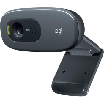 Logitech C270 Hd Webcam, Hd 720P/30Fps, Widescreen Hd Video Calling, Hd Light Correction, Noise Reducing Mic, For Skype, Facetime, Hangouts, Webex, Pc/Mac/Laptop/Macbook/Tablet Grey, Black