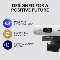 Logitech Brio 500 Full HD Webcam with Auto Light Correction,Show Mode, Dual Noise Reduction Mics, Privacy Cover, Works Microsoft Teams, Google Meet, Zoom, USB-C Cable - Off White