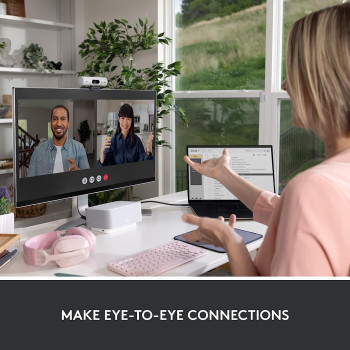 Logitech Brio 500 Full HD Webcam with Auto Light Correction,Show Mode, Dual Noise Reduction Mics, Privacy Cover, Works Microsoft Teams, Google Meet, Zoom, USB-C Cable - Off White