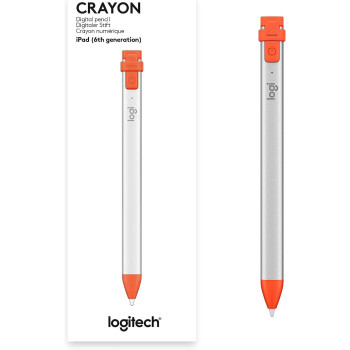 Logitech Crayon Digital Pencil for iPad Pro 12.9-Inch (5th, 6th Gen), iPad Pro 11-Inch (2nd, 3rd, 4th gen), iPad (7th, 8th, 9th and 10th Gen), iPad Air (3rd, 4th, 5th Gen), iOS 12.2 Above - Orange