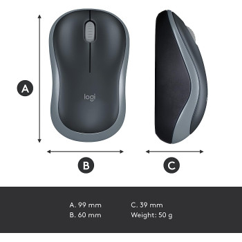 Logitech Wireless Mouse M185 - Swift Gray