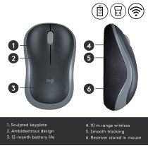 Logitech Wireless Mouse M185 - Swift Gray