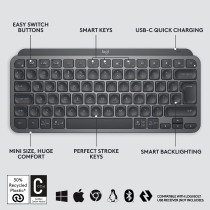 Logitech Wireless Illuminated Metal Keyboard Compatible with Apple macOS, iOS, Windows, Linux, Android (Graphite)