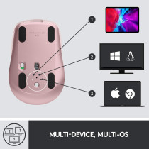 Logitech Mx Anywhere 3 Compact Wireless Performance MoUSe, Any Surface, Portable, 4000Dpi, CUStomizable Buttons, USb-C, Bluetooth, Apple Mac, Ipad, Windows Pc, Linux, Chrome - Rose